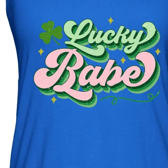 Lucky Babe Shamrock Funny St Patrick' Day Gift Ladies Essential Flowy Tank