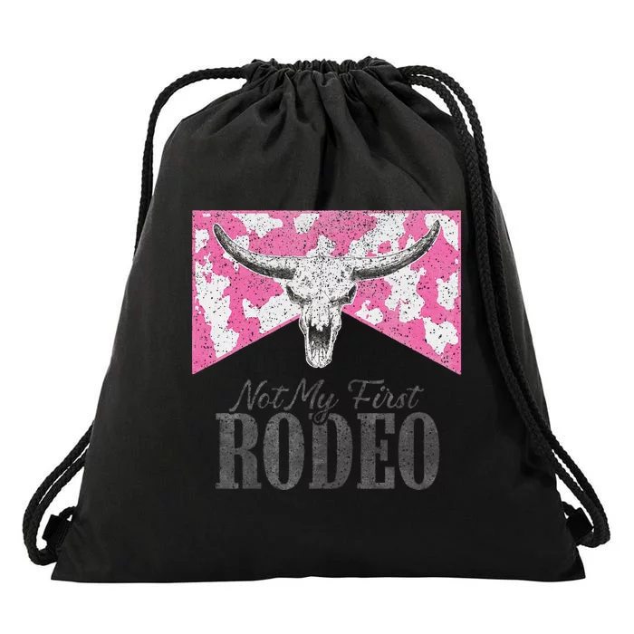 Leopard Bull Skull Western Life Country Not My First Rodeo Drawstring Bag