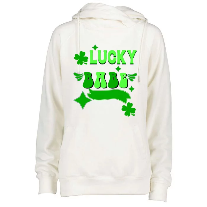 Lucky Babe St Patricks Day Shamrock Funny Meaningful Gift Womens Funnel Neck Pullover Hood