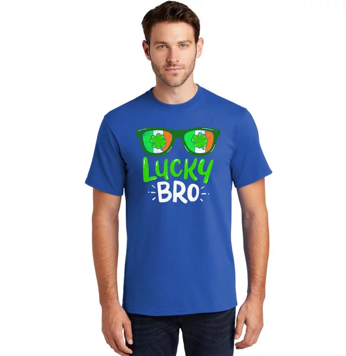 Lucky Bro Shamrock Shades Funny St Patrick's Day Irish Gift Funny Gift Tall T-Shirt