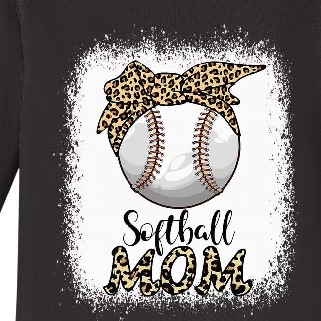 Leopard Baseball Softball Mom Lover Mother's Day Baby Long Sleeve Bodysuit