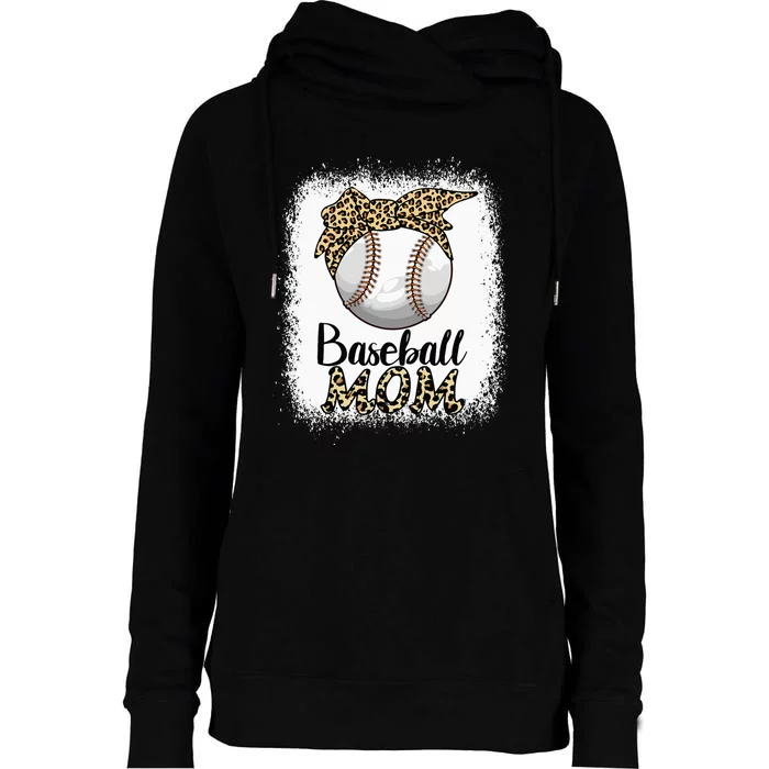 Leopard Baseball Softball Mom Lover Mother's Day Womens Funnel Neck Pullover Hood