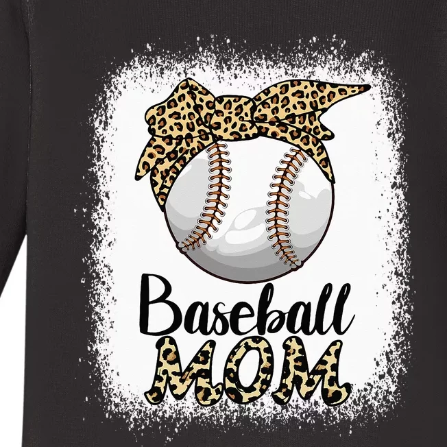 Leopard Baseball Softball Mom Lover Mother's Day Baby Long Sleeve Bodysuit