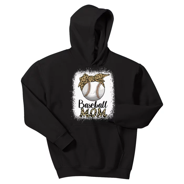 Leopard Baseball Softball Mom Lover Mother's Day Kids Hoodie