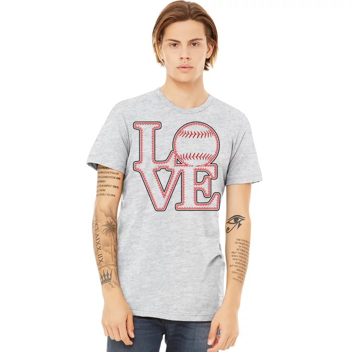 Love Baseball Stitch Letters Baseball Fan Premium T-Shirt