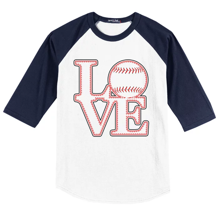 Love Baseball Stitch Letters Baseball Fan Baseball Sleeve Shirt