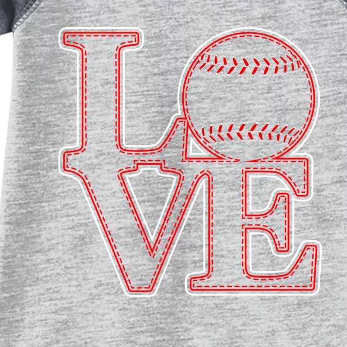 Love Baseball Stitch Letters Baseball Fan Infant Baby Jersey Bodysuit