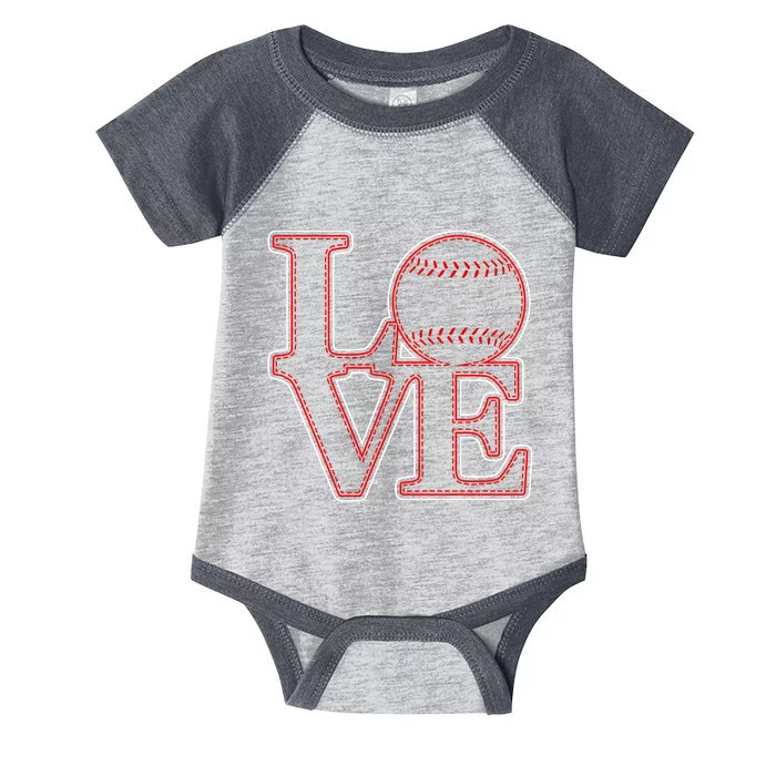 Love Baseball Stitch Letters Baseball Fan Infant Baby Jersey Bodysuit