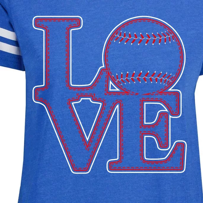 Love Baseball Stitch Letters Baseball Fan Enza Ladies Jersey Football T-Shirt