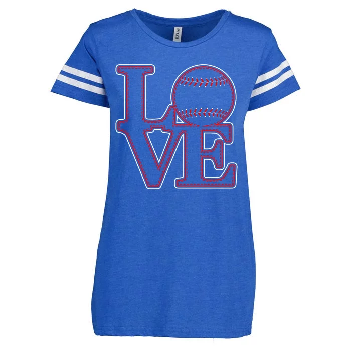 Love Baseball Stitch Letters Baseball Fan Enza Ladies Jersey Football T-Shirt