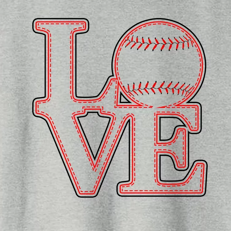 Love Baseball Stitch Letters Baseball Fan Women's Crop Top Tee