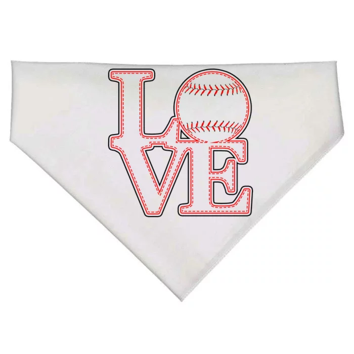 Love Baseball Stitch Letters Baseball Fan USA-Made Doggie Bandana