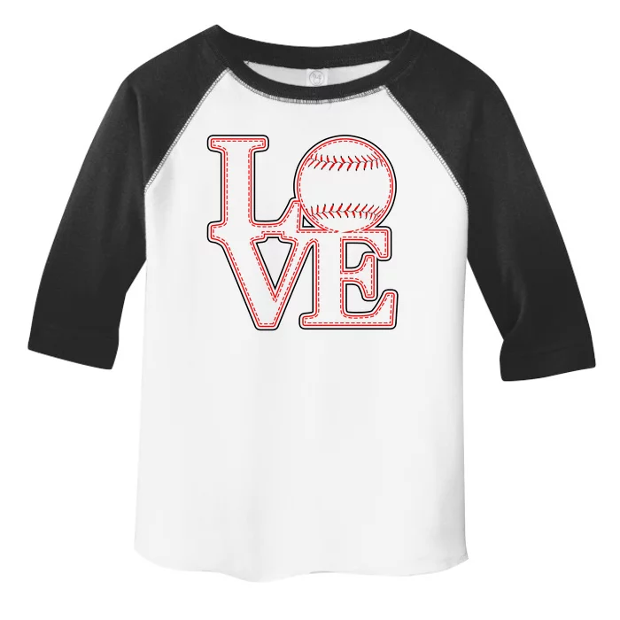 Love Baseball Stitch Letters Baseball Fan Toddler Fine Jersey T-Shirt