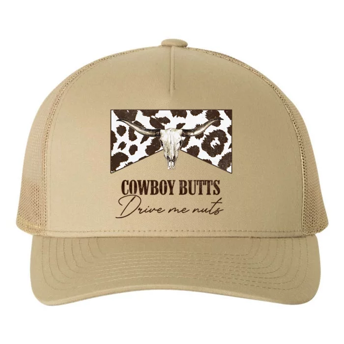 Leopard Bull Skull Western Cowboy Butts Drive Me Nuts Yupoong Adult 5-Panel Trucker Hat