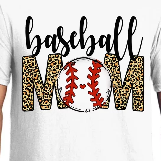 Leopard Baseball Softball Mom for Cute Casual Summer Pajama Set