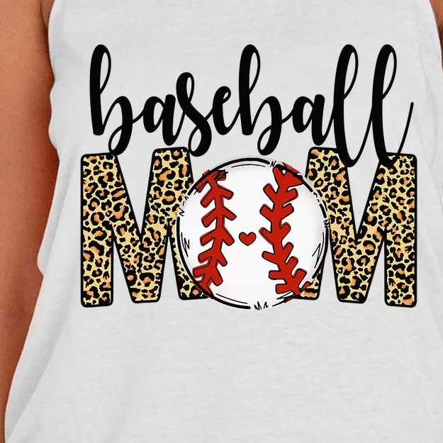 Leopard Baseball Softball Mom for Cute Casual Summer Women's Knotted Racerback Tank