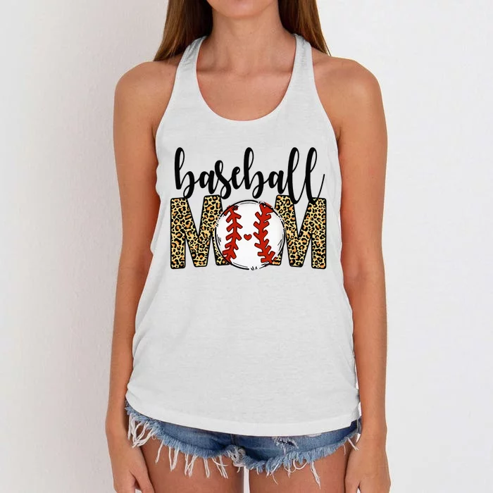 Leopard Baseball Softball Mom for Cute Casual Summer Women's Knotted Racerback Tank