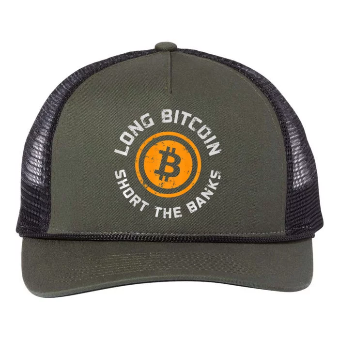 Long Bitcoin Short The Banks Btc Crypto Currency Blockchain Retro Rope Trucker Hat Cap