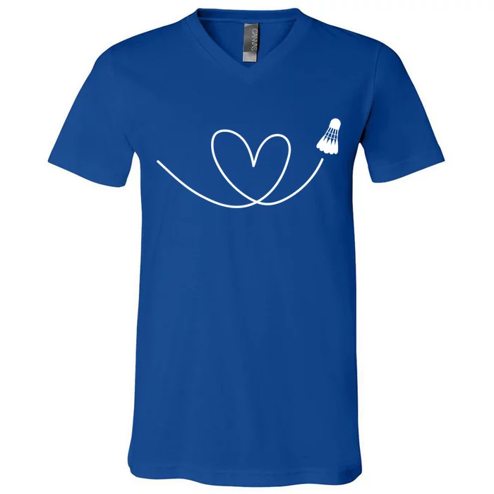 Love Badminton Shuttlecock Racket Gift V-Neck T-Shirt