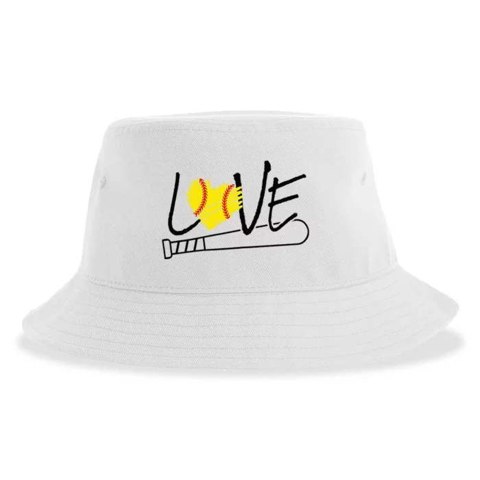 Love Baseball Softball Bat Wo Sustainable Bucket Hat