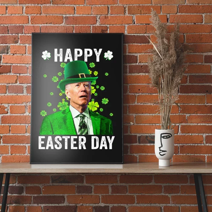 Leprechaun Biden shamrock Happy Easter Day Poster