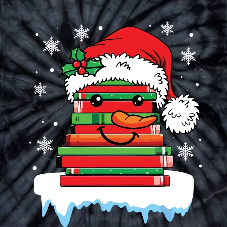 Librarian Book Santa Hat Reader Snow Pajamas Christmas Tie-Dye T-Shirt