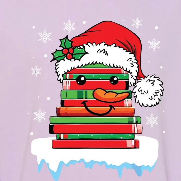 Librarian Book Santa Hat Reader Snow Pajamas Christmas Garment-Dyed Sweatshirt