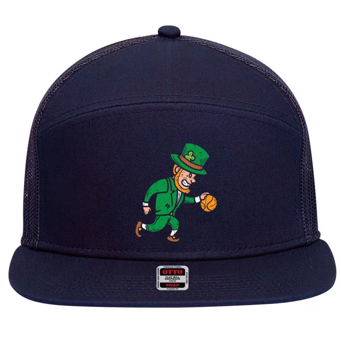 Leprechaun Basketball St Patricks Day Sport Gift 7 Panel Mesh Trucker Snapback Hat