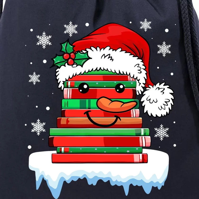 Librarian Book Santa Hat Reader Snow Pajamas Christmas Drawstring Bag