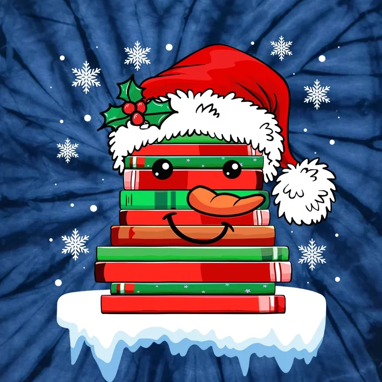 Librarian Book Santa Hat Reader Snow Pajamas Christmas Tie-Dye T-Shirt