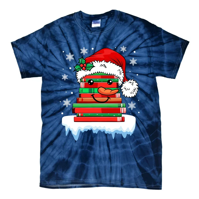 Librarian Book Santa Hat Reader Snow Pajamas Christmas Tie-Dye T-Shirt