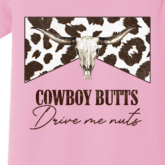 Leopard Bull Skull Western Cowboy Butts Drive Me Nuts Baby Bodysuit