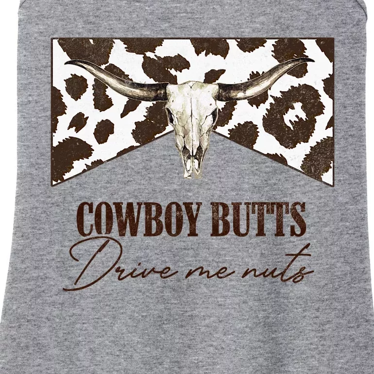 Leopard Bull Skull Western Cowboy Butts Drive Me Nuts Ladies Essential Tank