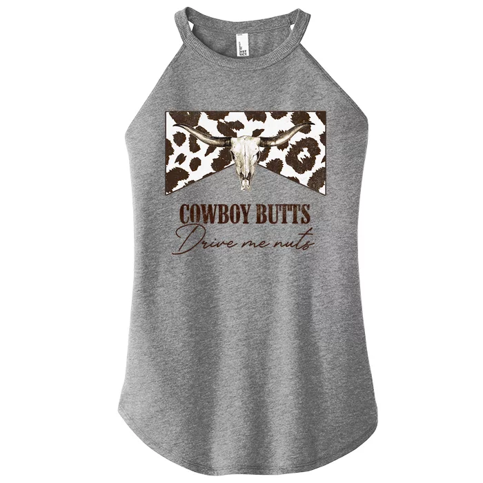 Leopard Bull Skull Western Cowboy Butts Drive Me Nuts Women’s Perfect Tri Rocker Tank