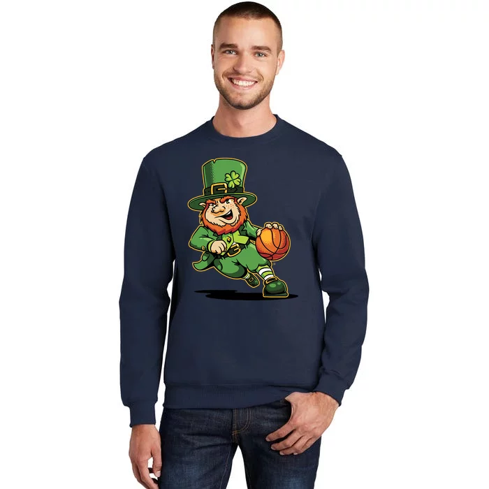 Leprechaun Basketball St Patricks Day Lucky Basketball Tall Sweatshirt