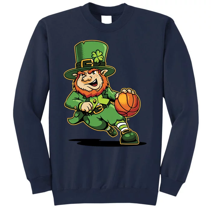 Leprechaun Basketball St Patricks Day Lucky Basketball Tall Sweatshirt