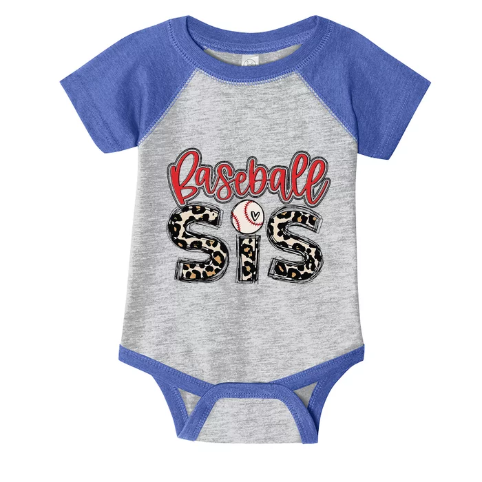 Leopard Baseball Sis Vintage Sport Lover Sister Mothers Day Infant Baby Jersey Bodysuit