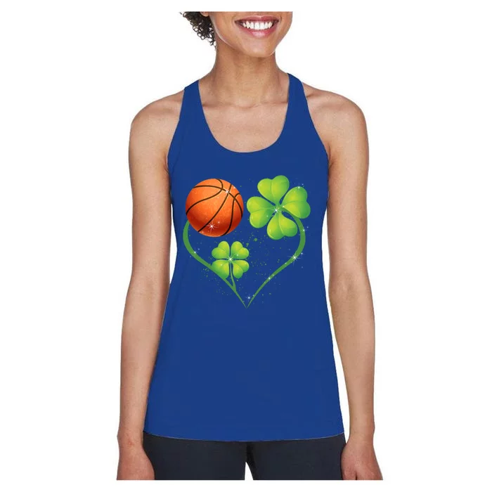 Love Basketball Shamrock Clover Saint Patrick's Day Gift Women's Racerback Tank