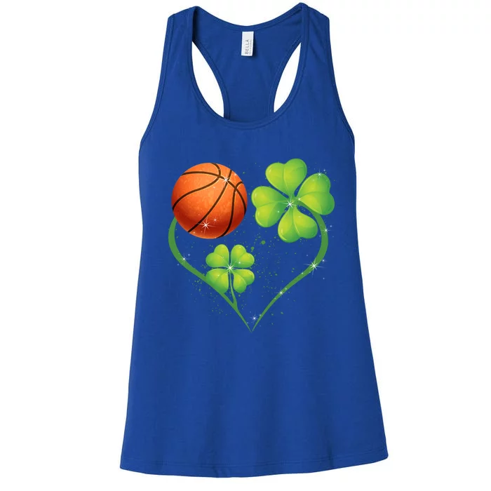 Love Basketball Shamrock Clover Saint Patrick's Day Gift Women's Racerback Tank