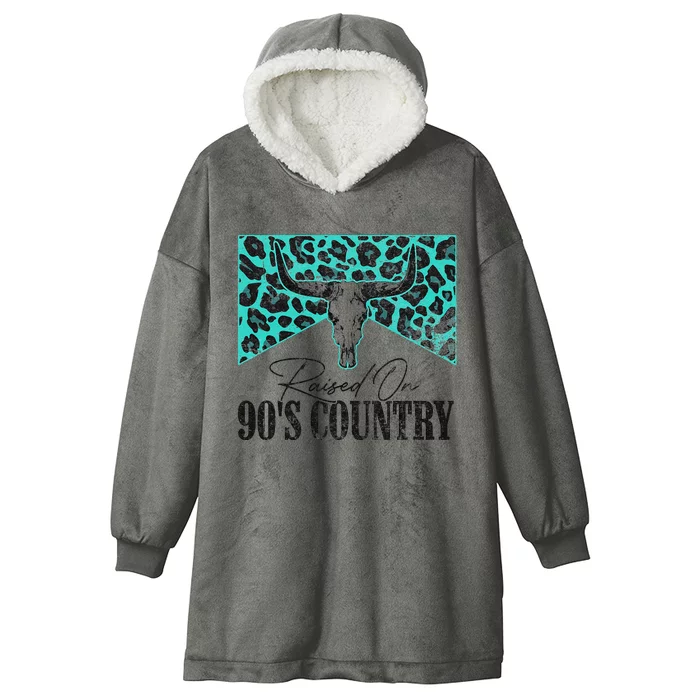 Leopard Bull Skull Raised On 90S Country Music Hooded Wearable Blanket