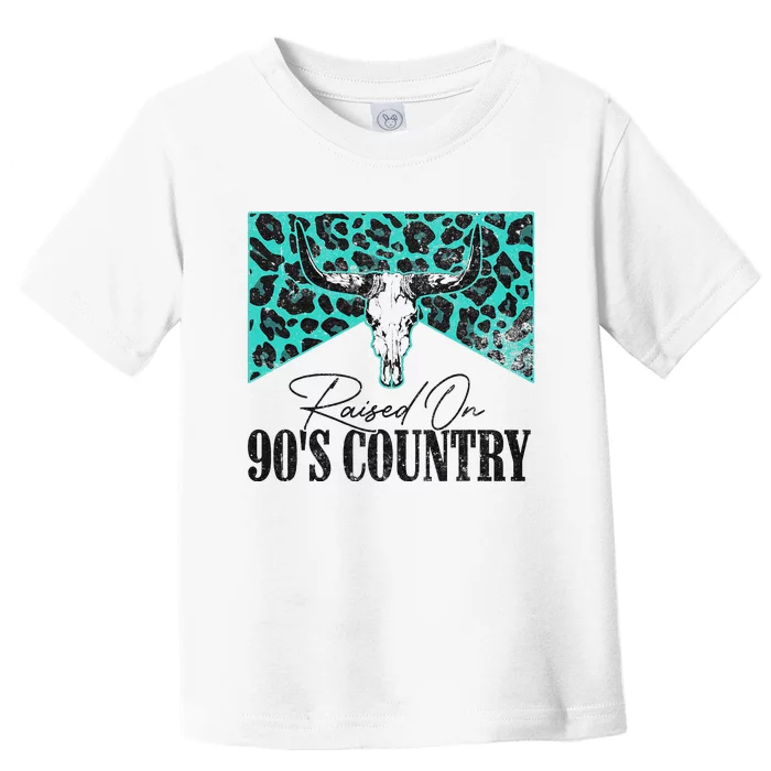 Leopard Bull Skull Raised On 90S Country Music Toddler T-Shirt