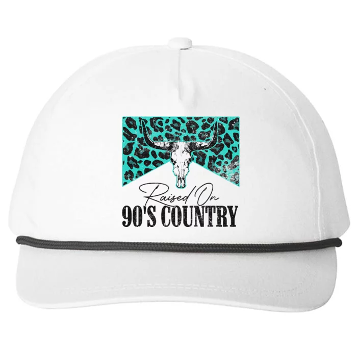 Leopard Bull Skull Raised On 90S Country Music Snapback Five-Panel Rope Hat