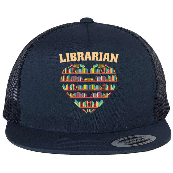 Librarian Books School Librarian Gift Flat Bill Trucker Hat