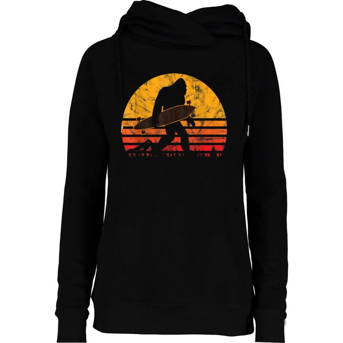 Longboard Bigfoot Skateboard & Sasquatch Fans Boys Womens Funnel Neck Pullover Hood