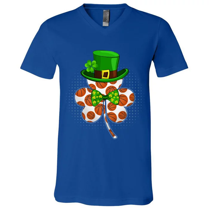 Leprechaun Basketball Shamrock St Patricks Day Irish Gift V-Neck T-Shirt