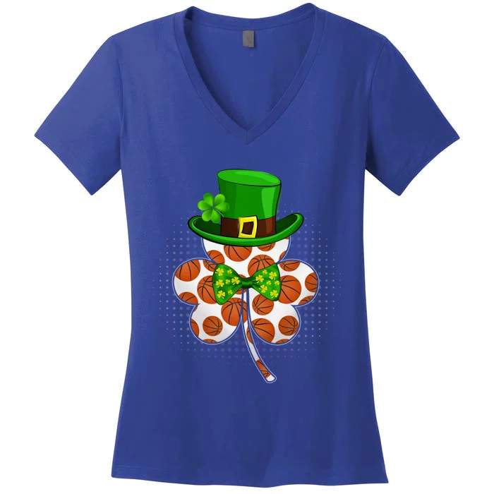 Leprechaun Basketball Shamrock St Patricks Day Irish Gift Women's V-Neck T-Shirt