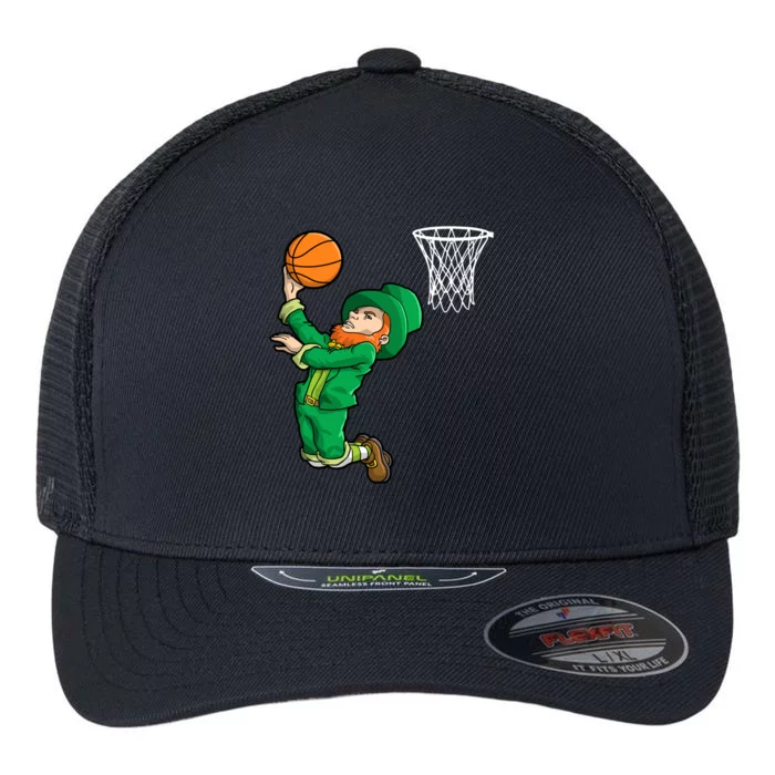 Leprechaun Basketball St Patricks Day Irish Slam Dunk Sports Meaningful Gift Flexfit Unipanel Trucker Cap