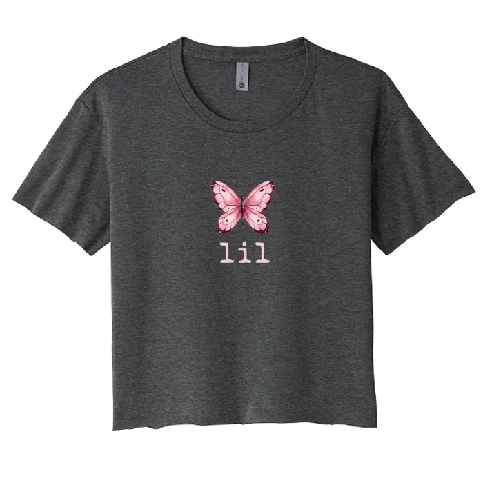 Little Butterfly Sorority Reveal Big Little For Lil Sister Women's Crop Top Tee