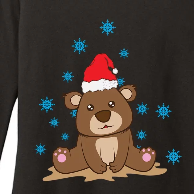 Little Bear Teddy With Snowflakes In XMas Great Gift Womens CVC Long Sleeve Shirt