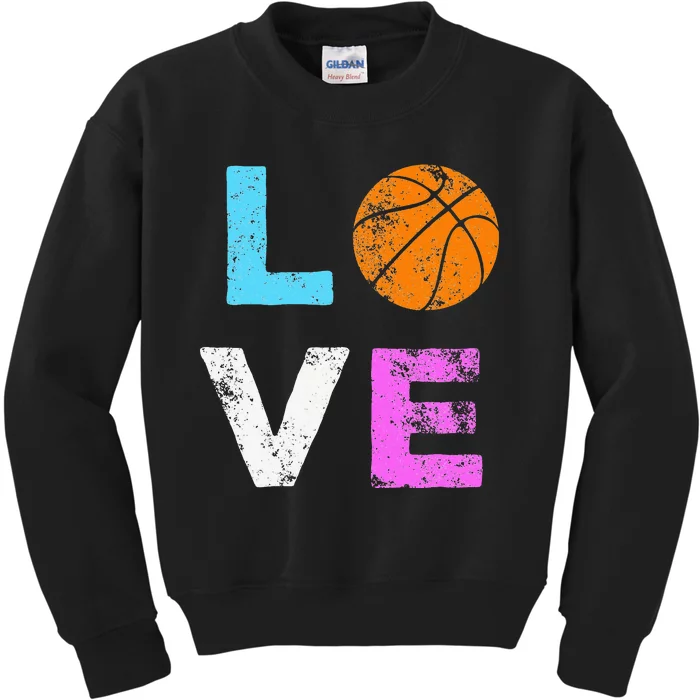 Love Basketball Team Fan Gift Kids Sweatshirt